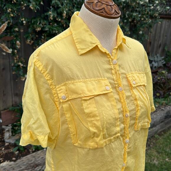 Dr. Martens Button Down Yellow Voile Sheer Shirt Women's Size Small - Picture 2 of 12